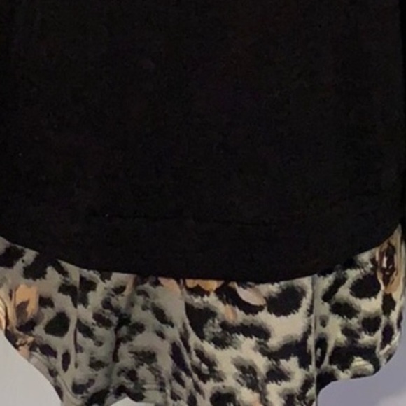 BLACK ANIMAL PRINT TIE KNIT HOODIE TUNIC TOP - Picture 7 of 9